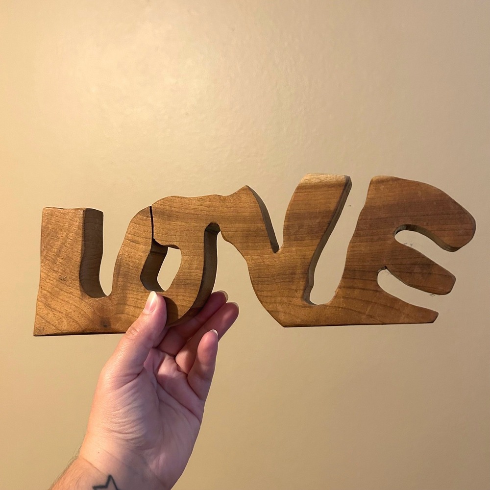 Vintage Handmade Wood Love Shelf Decor Word Art Cottagecore Rustic Country